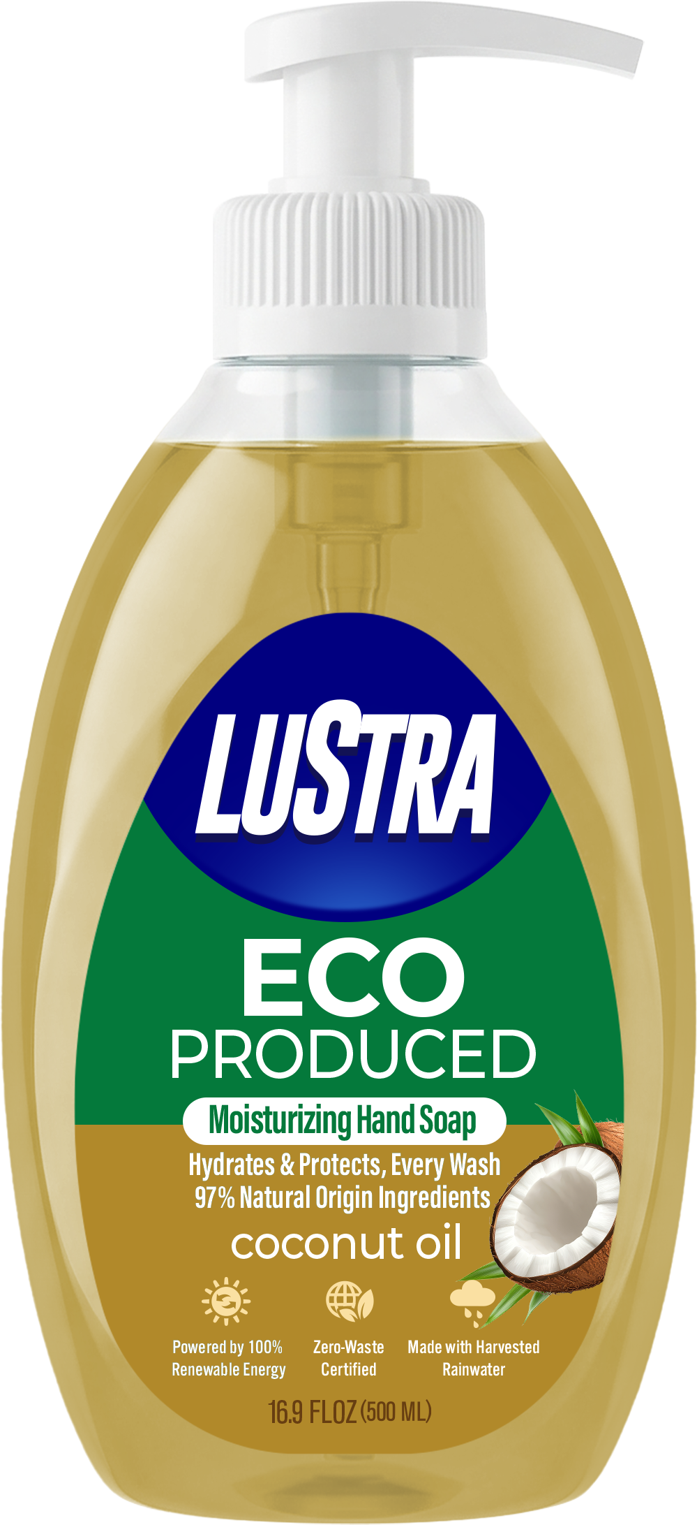 Coconut Oil — Warm tropical aroma, moisturizing wash.